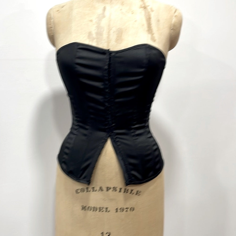 Black satin lace up corset